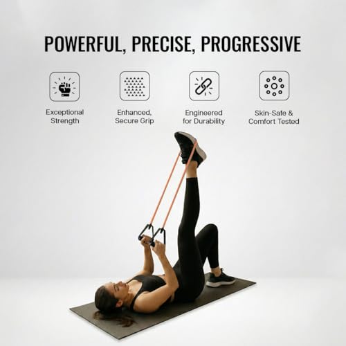 Image of Wiselife Adjustable Resistance Bands with Handles for Exercise | Heavy Duty Workout Bands with Door Anchor for Strength Training, Physical Therapy & Full Body Home Workouts 25 kg(Orange)