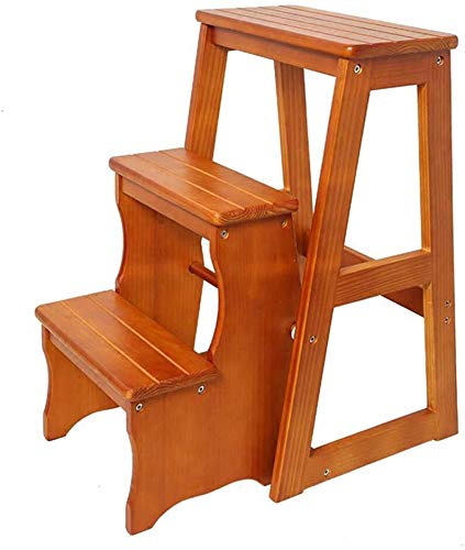Tabouret en bois pliable à 3 marches larges et assise de sécurité