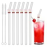 Cherry and Bow Glass Straws, Reusable Cute Straws for Girl Women Summer Fruit Cherry Theme Bridal Wedding Decor Bachelorette Party Supplies