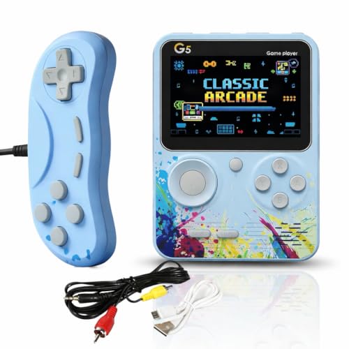Image of Toys for Boys / Girls 7-14 Years | Video Game for Kids 10 to 15 Years | G5 Rechargeable Pocket Handheld Gaming Console 500 in 1 Retro Games Box, 2 Player TV Output (Blue)