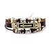 Xusamss Hip Hop Alloy Cross Tag Bangle Wood Bead Pu Leather Link Bracelet,7-9inches