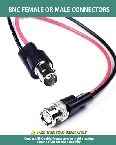 Image of BNC Test Leads, BNC to Multi-Stacking Banana Plugs, Test Lead Breakout Cable for Multimeter, 5A Current Rating, 1 Pack