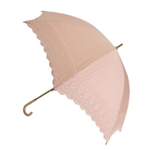 SHIBATAシバタ 晴雨兼用傘 レディース 日傘 雨傘 折たたみミニ傘綿サテン ボーラー刺繍傘 ピンク