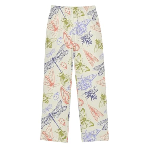 Butterfly Ladybug Boys Long Pants Soft Trousers Elastic Waist Kids Lounge Bottoms with Pockets S-XL