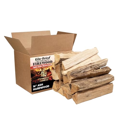 Firewood Central Kiln-Dried PA Ash – 16” Splits (Approx. 38 lb) – Mild Smoking Wood for Cooking, Grilling, BBQ & Campfires – Easy Light, Low Smoke, USA-Sourced