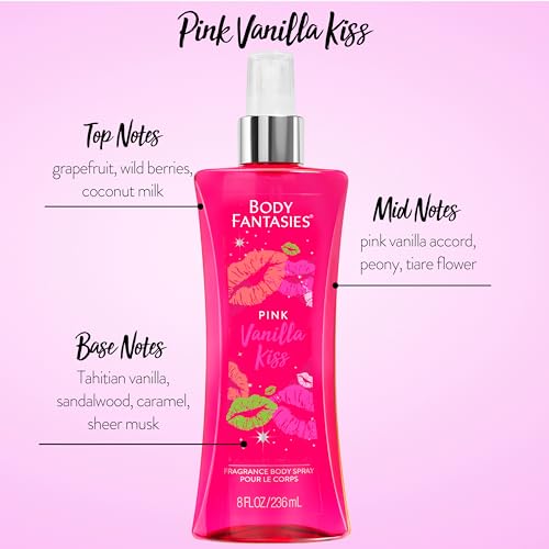 Image of BODY FANTASIES SIGNATURE Fragrance Body Spray, Pink Vanilla Kiss Fantasy, 8 Fluid Ounce (BF44) (Pack of 2)