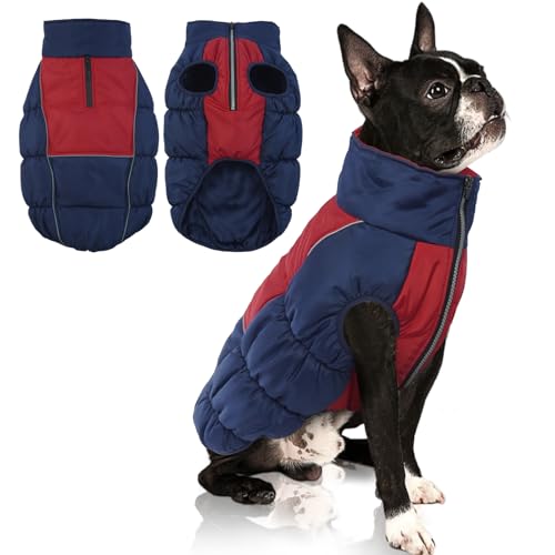 IECOii Large Dog Coat,Dog Jackets For Large Dogs Windproof Waterproof,Dog Winter Coat With Easy On Front Zipper,Thick Dog Fleece Vest With Harness Hole,Cold Weather Dog Snow Jacket For Large Dog,Large