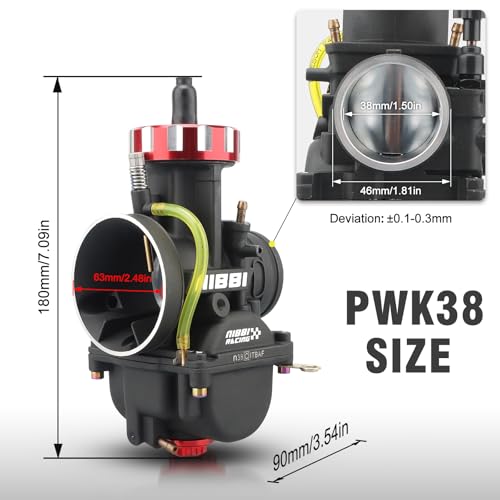 Image of NIBBI Carburetor PWK38 fit Motorcycle Engine with 38mm Carb Jets Motorcycle Engine with Carb Jets for Dirt Bike Mini Bike Pit Bike GY6 ATV