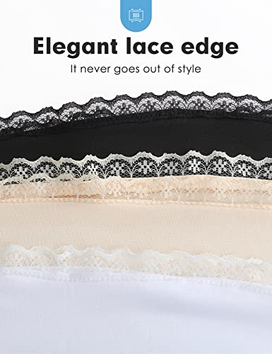 Moscoal Half Slips For Under Dress Women Underskirt Dress Mini Skirt With Lace Trim Side Slit Nude Large #TOP2