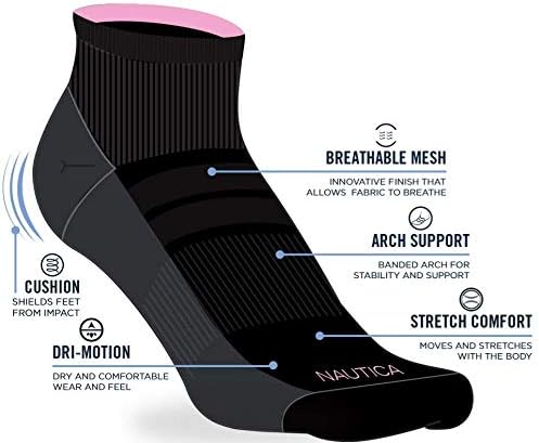 Nautica Womens Quarter Socks - 6 Pack Breathable Cushioned Athletic Performance Ankle Socks for Women (Sizes: 4-10) - Image 4