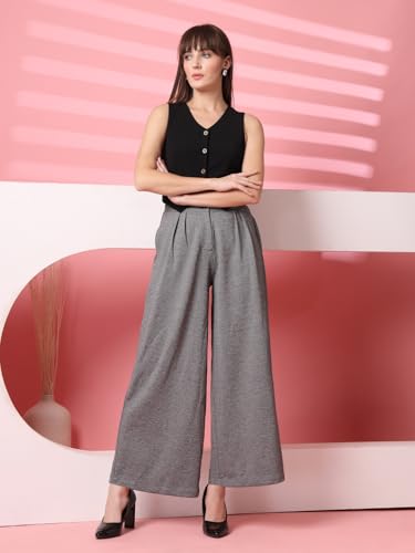 Image of OOMPH! Women's High-Waisted Pant | Wide Leg Trousers | Korean Style Stretchable Trouser