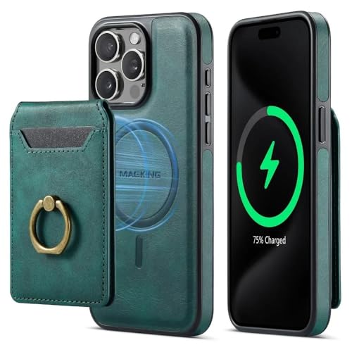 Étui iPhone 13 portefeuille magnétique 2 en 1 avec poche cartes Vert