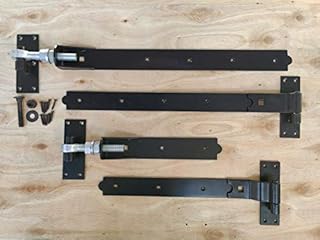 Straight/Cranked/Adjustable Black Hook and Band Hinges 8" 10" 12" 18" 24" Supplied in Pairs with All The fixings (2xAdjustable Hinges, 8 Inch)