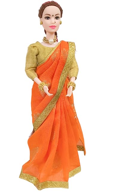 Maalona | Aadya | Inspiring Cultural Play for Kids | Indian Traditional Doll in Hand-Stitched Saree with Nose Pin & Bangles | Fully Foldable (11.3 inch, Orange & Gold) (B0DBZWKQTG) Amazon Price History, Amazon Price Tracker