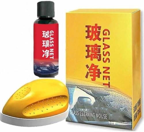 Cleaning Mouse - Glass Oil Film Cleaner,Cleaning Brush,Powerful Windshield Cleaner,Car Glass Oil Film Cleaner,Glass Cleaning Mouse,Car Glass Cleaner (1Mouse+1pcs glass water)
