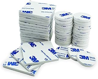 Jancosta 50 Pcs Double Sided Sticky Pads White, Adhesive Foam Pads Mounting Pads Tape (20pcs Squares and 30pcs Round)