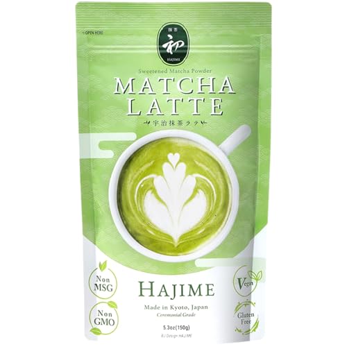 BJDesign Matcha Latte Powder “HAJIME” Sweetened Matcha Green Tea Powder - Authentic Japanese Origin - Non MSG, Non GMO, Vegan, Gluten Free (1.1 Pound)