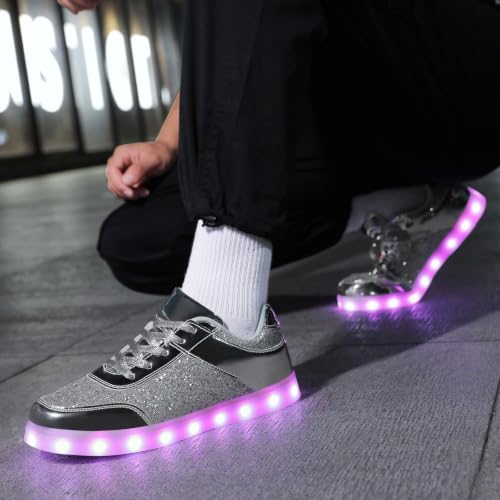 Image of SANYES LED Light Up Shoes for Women Men, Low-Top USB Rechargeable Glowing Sneakers, Luminous Dancing Shoes for Party Sports