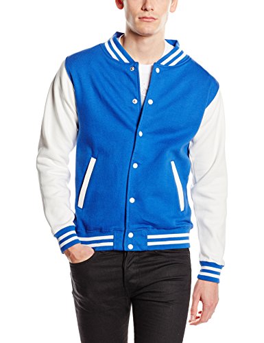AWDis Varsity Jacket, Chaqueta Bomber para Hombre, Multicolor (Royal/White), L