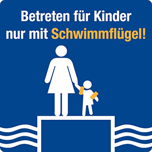 Preisvergleich Produktbild Schwimmbadschild - Betreten für Kinder Nur mit Schwimmflügel - Folie Selbstklebend - 20 x 20 cm