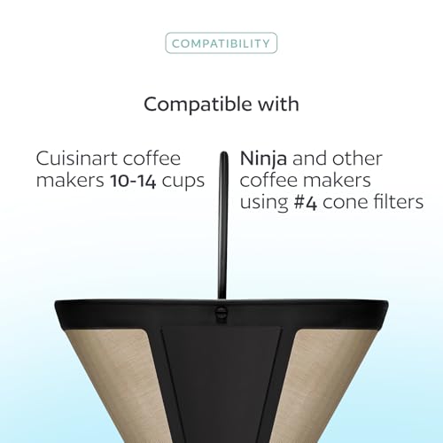 2er-Pack #4 wiederverwendbare permanente Kegel-Kaffeefilter, kompatibel mit Cuisinart Brauern für 10–14 Tassen (DCC-3200, DCC-1200, DCC-3400) und Ninja-Kaffeemaschinen, Edelstahlgeflecht – Bild 3