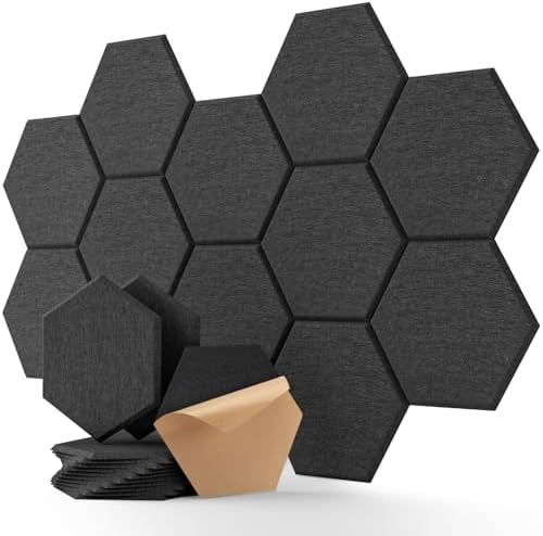 12 Pack Hexagon Acoustic Panels Self Adhesive High Density Soundp...