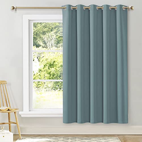 NICETOWN Room Darkening Curtains for Bedroom, Greyish Blue Thermal Insulated Drapes 72 inches Long for Office, Loft, Guestroom (1 Panel, 70" Wide per