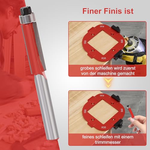 Frässchablone für Oberfräse, 2 Stück Radius Jig Router Schablone, Aluminiumlegierung Ecke Radius Schablone für Holzbearbeitung R10 R15 R20 R25 R30 R35 R40 R50 (Rot)
