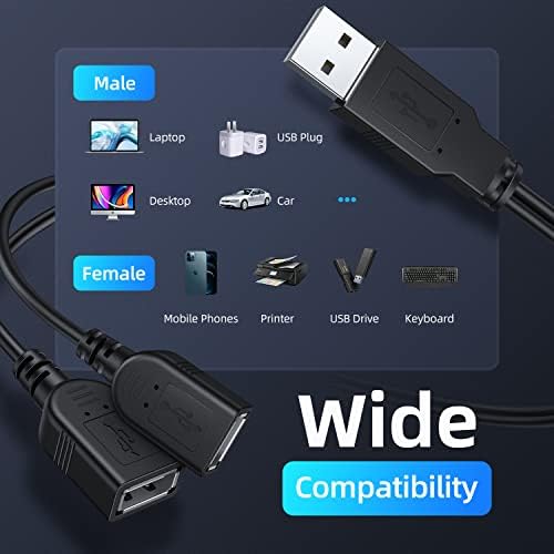 Kabel USB Splitter Y, ANDTOBO USB 2.0 1 męski do 2 żeńskich Splitter Hub Power Cord Extension Adapter Cable for PC/Car/Laptop/U Disk, etc