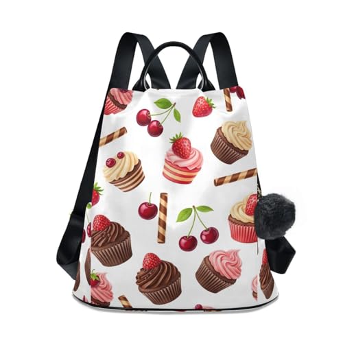 Sac à dos pour femme fermeture éclair sécurisée motif chocolat fraise