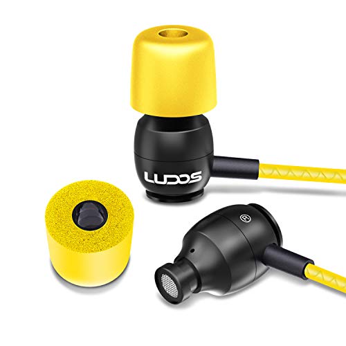 Image of LUDOS Clamor Wired Earbuds in Ear Headphones with Microphone, Earphones with Mic and Volume Control, Memory Foam, Reinforced Cable, Bass Compatible with iPhone, Apple, iPad, Computer, Laptop, PC