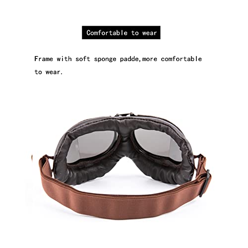 Evomosa Motorcycle Goggles Vintage Pilot Style Cruiser Scooter Goggle Outdoor Sand Goggles Bike Racer Cruiser Touring Eyewear For Half Helmet #TOP3