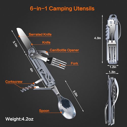 Camping-Utensil-Set-6-in-1-Flatware-Set-Detachable-Cutlery-Folding-SpoonKnifeForkBottle-Opener-Set-for-TravelHiking