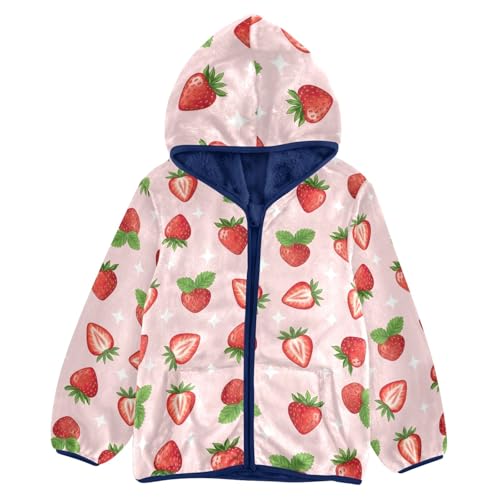CHIFIGNO Strawberries Pink Toddler Boy Thick Warm Fleece Jacket with Polar Fleece Lining 3T