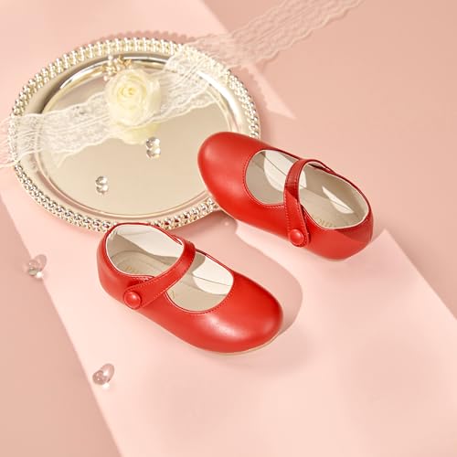 Image of PHIRAMIN Toddler Flower Girl Glitter Dress Shoes Little Girl Ballet Flats Bow Wedding Party