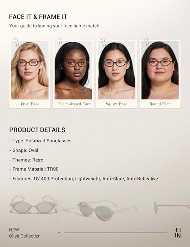 TIJN Olisa Retro Oval Sunglasses for Women Men,Polarized UV Protection Shades,Stylish Frame Sun Glasses,2025 Trendy Sunnies