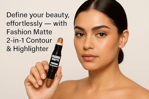 Image of FASHION MATTE 2 in 1 Highlighter & Contour Stick | Dual-Ended Cream Stick for Face Shaping & Glow | Long-Lasting, Easy Blend, Travel-Friendly Makeup Stick 8G ETC..