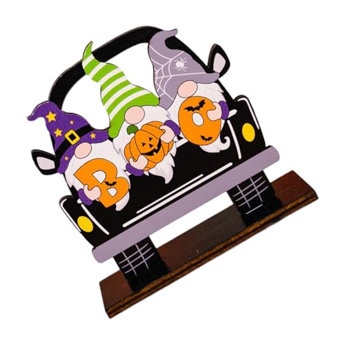 手作り木製車のダッシュボード置物ハロウィンノームのテーマユニークなインテリア装飾木製 BOO ノームアクセサリー