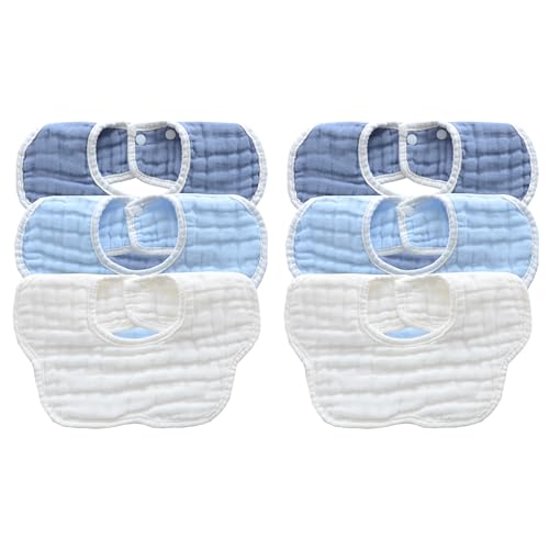 Image of MUKIN Baby Drooling Towel, Snap Bibs, Muslin Bibs, 6 Pack, Adjustable, Soft Cotton