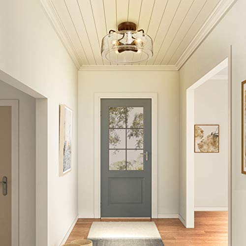 KSANA Semi Flush Mount Ceiling Light, 4-Light Flush Ceiling Light with Seeded Glass Shade for Kitchen, Hallway, W 12" x H 8" - Thumbnail 4