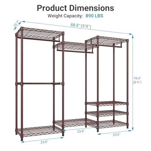 Image of VIPEK V5 Heavy Duty Clothes Rack, Modular Closet System, Bronze