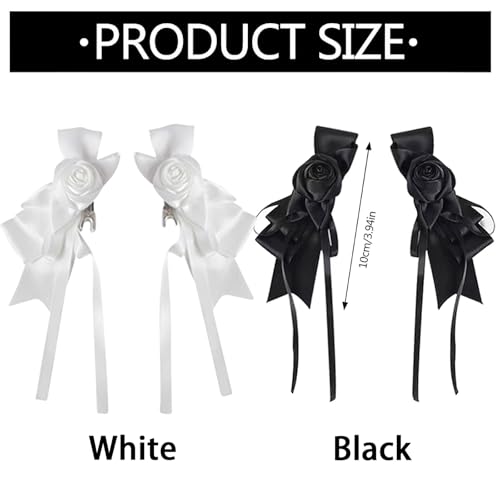 2 Pcs Bow Flower Hair Clip Lolita Gothic Bowknot Ribbon miniatura 4