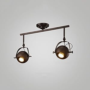 Rétro industriel plafonnier lumière mur lampe vêtements magasin rail rails lampes bar LED spots fond mur affichage Shot lumière LED Outfit long Rod plafond spots E27 (Color : Black-Double head)