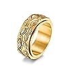 Sieraden God’s Eye Rvs Ring Heren Roterende Retro Eye Titanium Stalen Sieradenring,Goud,12