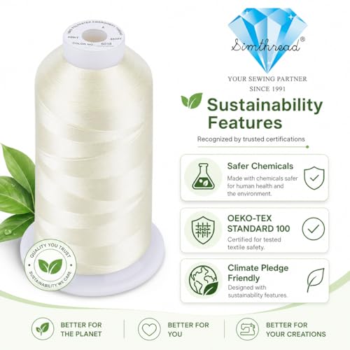 Image of Simthread 5000M 40WT Polyester Embroidery Thread, Soft Sunlight S018 | 5000M 40WT polyester thread feeds smoothly for machine embroidery, monograms, logos, patches and quilting.