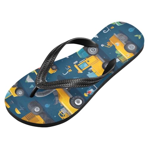 Carton Bulldozer Vehicle Beach Summer Casual Flip Flop Sandals Non-Slip Quick Dry for Women Men 214B2725