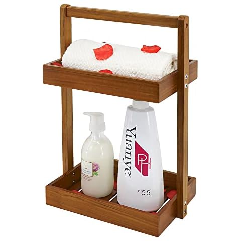 Organizador de baño de madera de teca de Utoplike, 2 niveles Cover