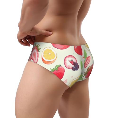 Men's 3 Pack Triangle Briefs Fruit Printed Underwear Soft Breathable Comfortable U Pouch Briefs4