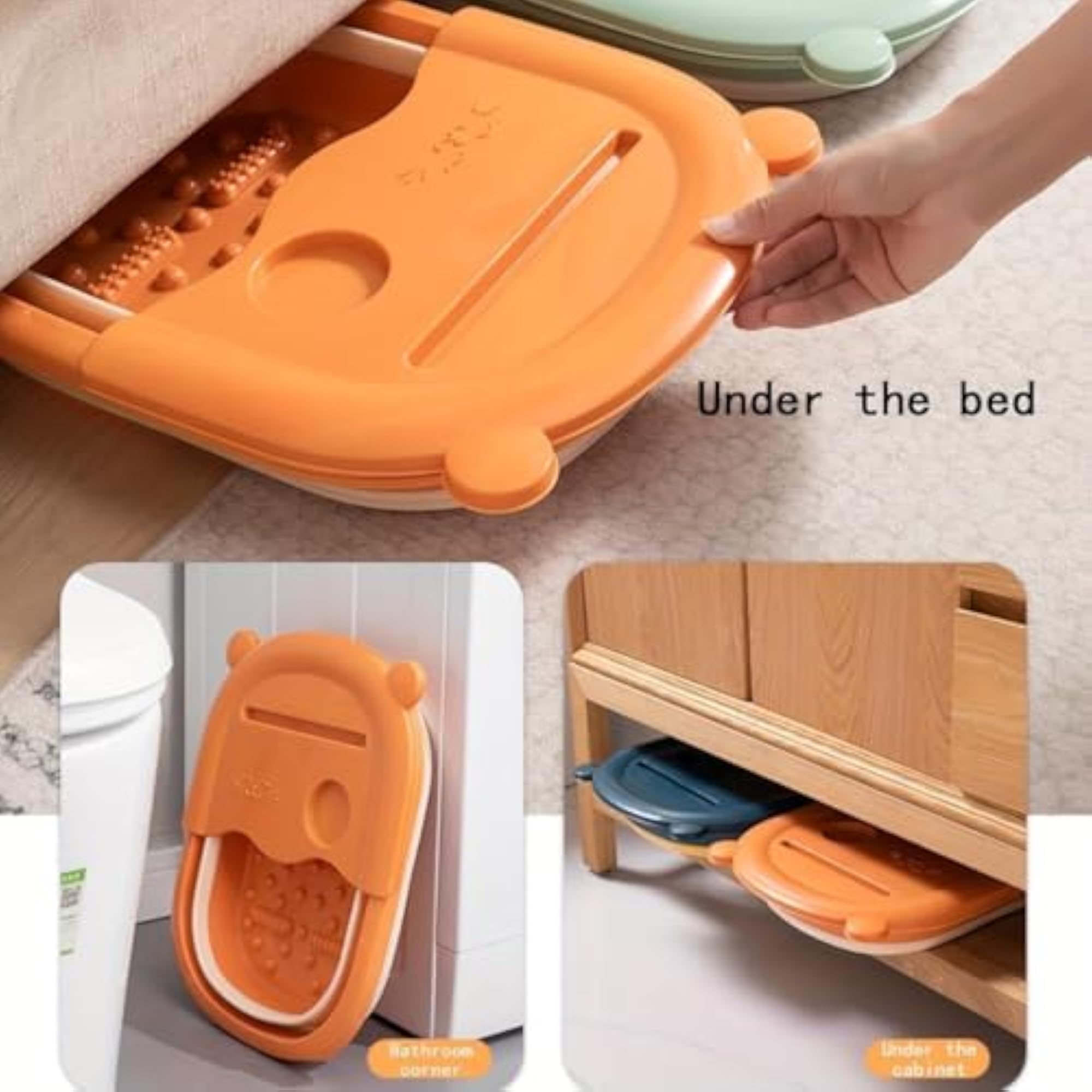 Foldable Soaking Tub with Massage Rollers, Spa Bath Bucket