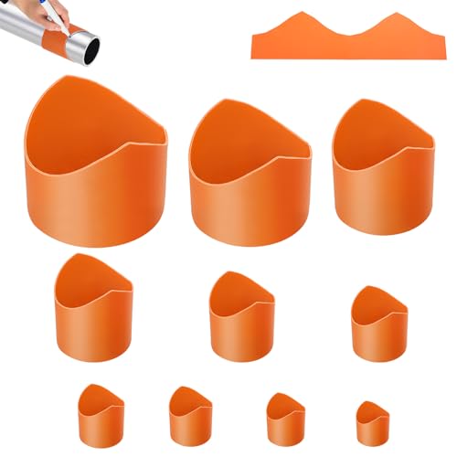 SUNJOYCO 10PCS Pipe Cutting Guides Precision Pipe Saddle Template Artificial Leather Pipes Insulation Cutting Guide Arc Edge Contour Cut Guides Fits 4/3 1 1.25 1.5 2 2.5 3 4 6 8 Pipes